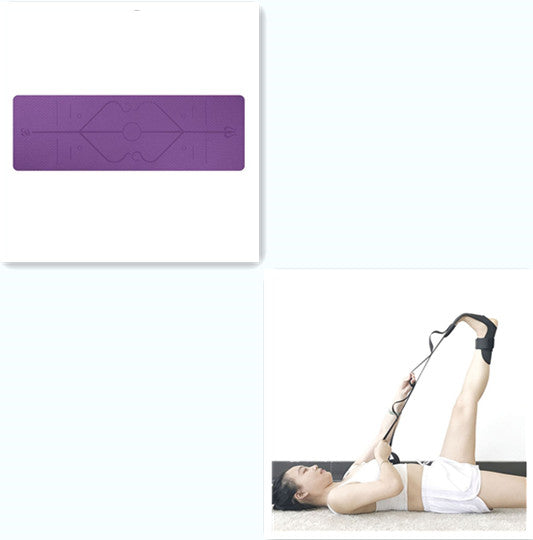 Yoga mat with carry strap and alignment lines – Lake Blue color