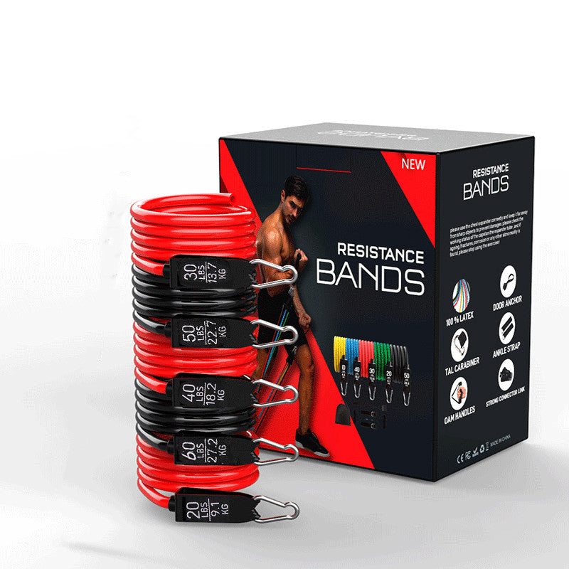 Resistance bands stackable levels – yellow 10 lbs to black 50 lbs