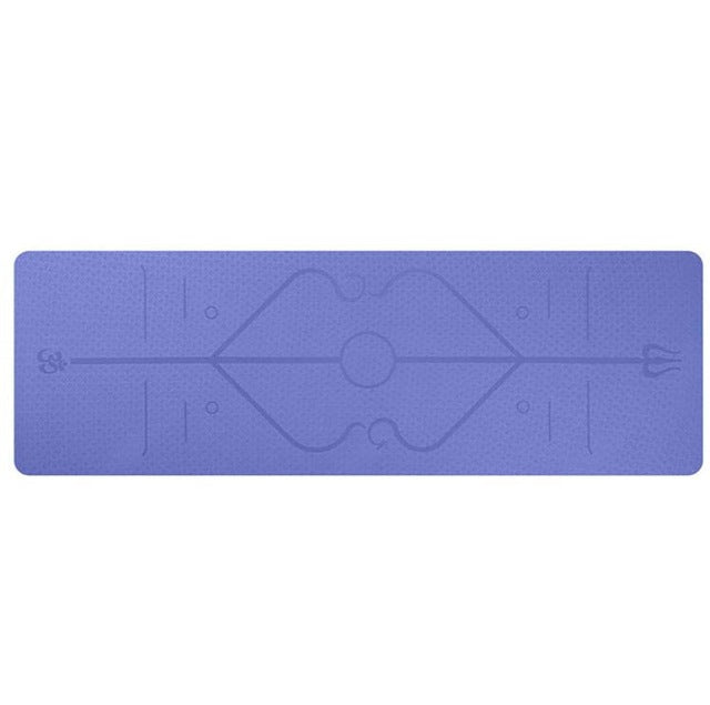 Yoga mat for pilates and floor exercises – position lines guide for beginners