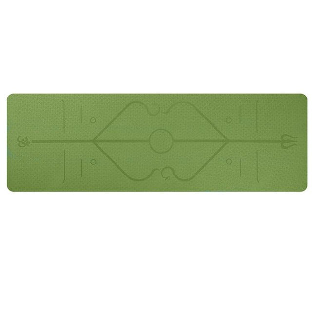 Beginner yoga mat with printed position lines – multiple colors available