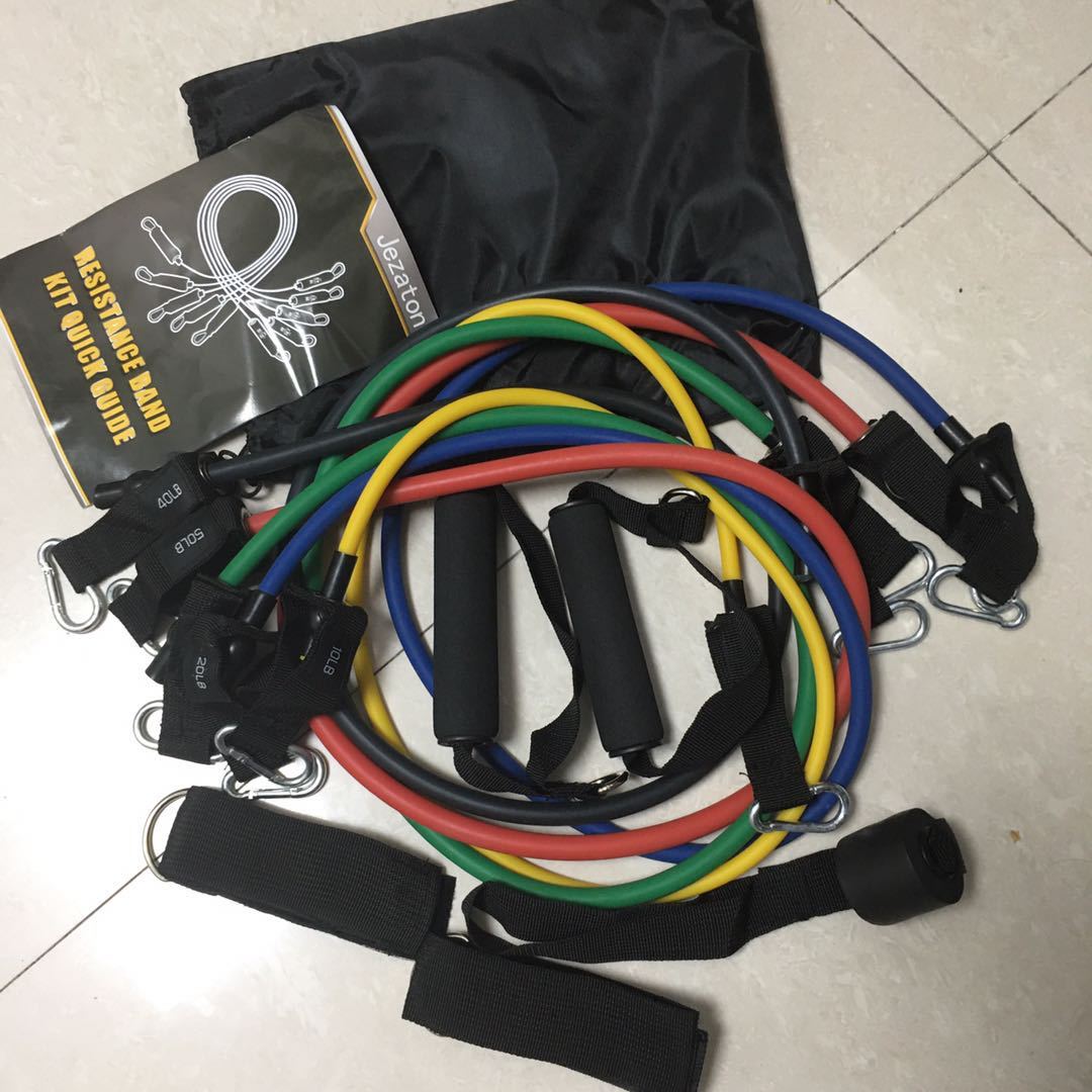 Resistance band leg workout using ankle straps