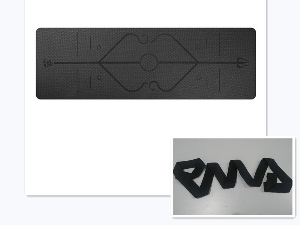 Yoga mat Black color with position lines – double-sided non-slip surface