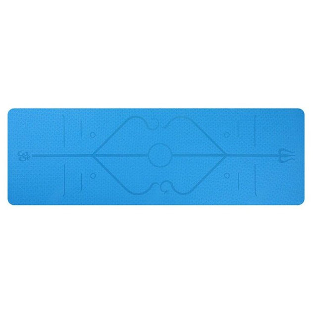 Bamboo Cyan yoga mat position lines – color and texture detail