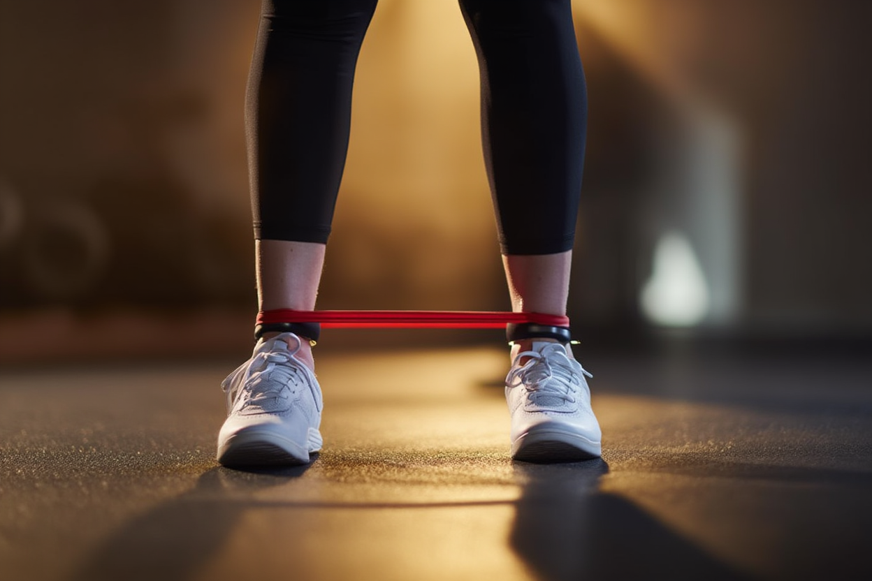 Ankle resistance bands lateral walk exercise – lower body strength and stability training