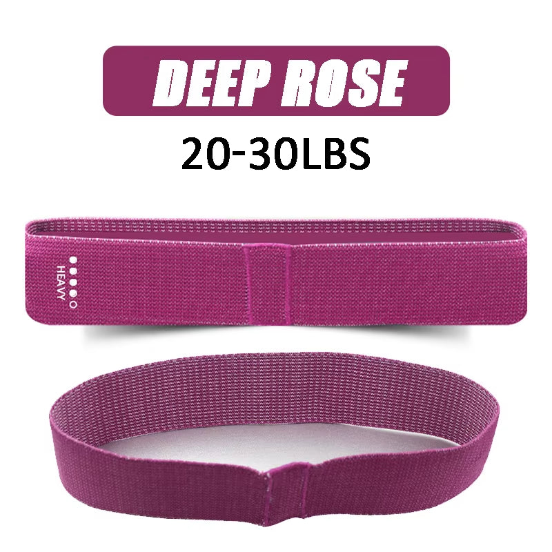 Deep Rose fabric resistance loop band 20-30 lbs – heavy level, front and side view